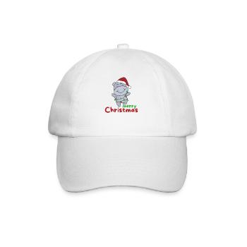 Hippo Merry Christmas Winter Animals Hippos - Baseball Cap - white/white - Front