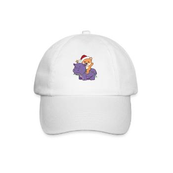 Christmas Hippo Shiba Inu Merry Christmas Dogs - Baseball Cap - white/white - Front