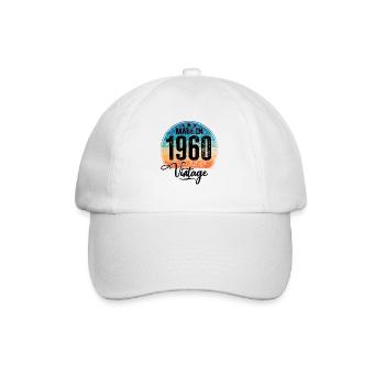 Vintage Made in 1960 Geburtsjahr 1960 Geburtstag - Baseballkappe - Weiß/Weiß - Vorne