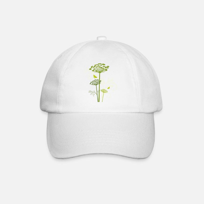 Silhouette aus blühendem Fenchel - Baseballkappe - Weiß/Weiß