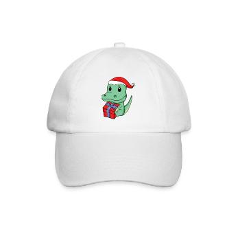 Noël Crocodile Bébé avec Cadeau - Casquette classique - blanc/blanc - Devant