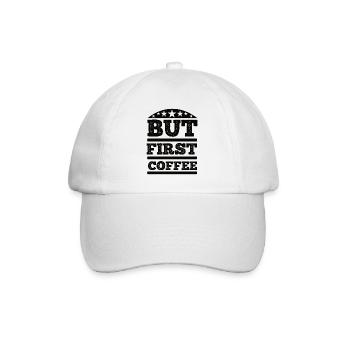 Kaffee Sarkasmus Freunde Glück Freude Cappuccino - Baseballkappe - Weiß/Weiß - Vorne