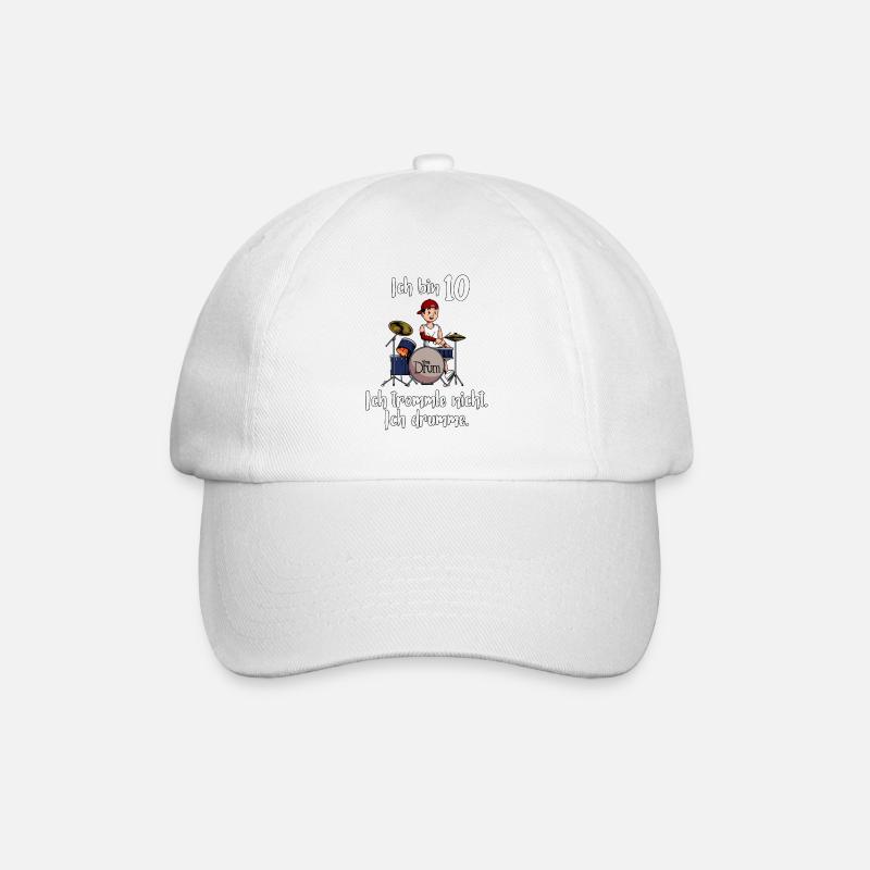 Ich bin 10 - Jungen Schlagzeuger - Baseballkappe - Weiß/Weiß