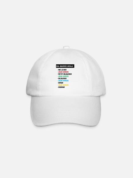 T shirt geek ma journée idéale - Casquette classique - blanc/blanc