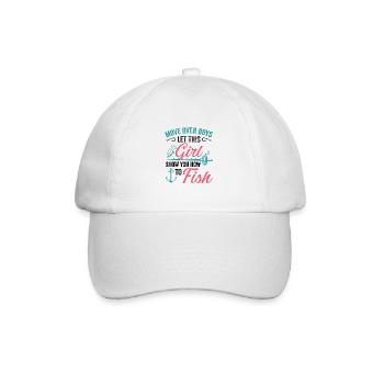 Fishing Girls Rod Fisher Fish Fisherman Fishing - Baseball Cap - white/white - Front