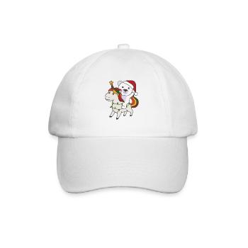 Weihnacht Einhorn Eisbär frohe Weihnachten Einhorn - Baseballkappe - Weiß/Weiß - Vorne