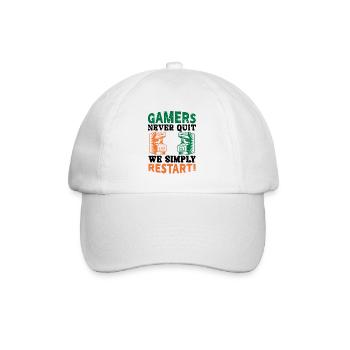 Gamers never quit - Baseball Cap - white/white - Front