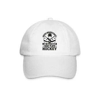 Unterschätze Niemals einen Alten Mann Hockey - Baseballkappe - Weiß/Weiß - Vorne