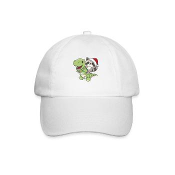 Raccoon Trex Christmas Snow Winter Animals - Baseball Cap - white/white - Front