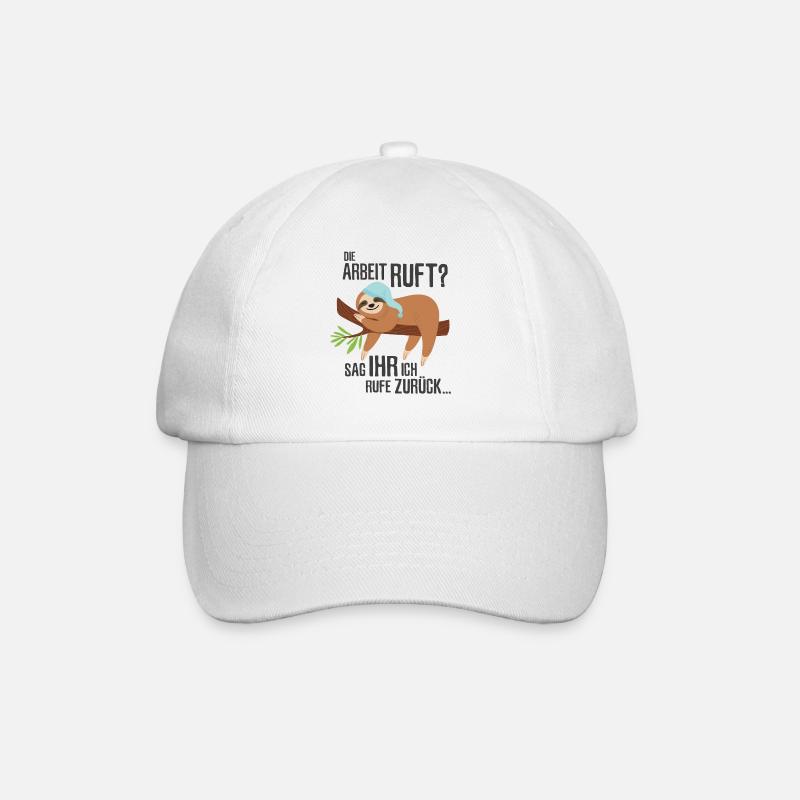 Faultier Humor Pyjama Lustiges Schlaf - Baseballkappe - Weiß/Weiß