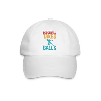 Dodgeball Takes Balls Distress Text with Dodgeball - Baseball Cap - white/white - Front