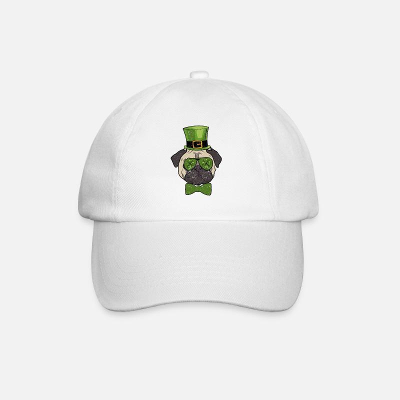 Leprechaun Hat Pug Pug Glasses St. Patrick's - Baseball Cap - white/white