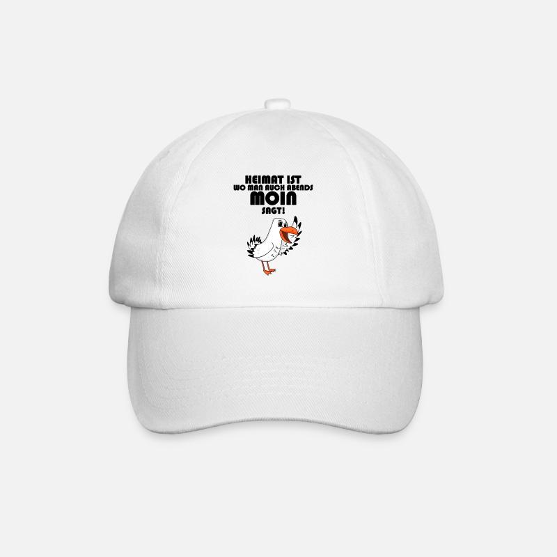 Nordsee Plattdeutsch Spruch Moin Möwe - Baseballkappe - Weiß/Weiß