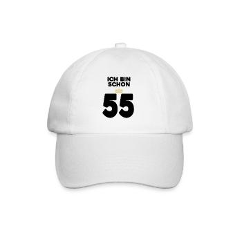 55. Geburtstag Geschenk - 55 Jahre mit Krone - Baseballkappe - Weiß/Weiß - Vorne