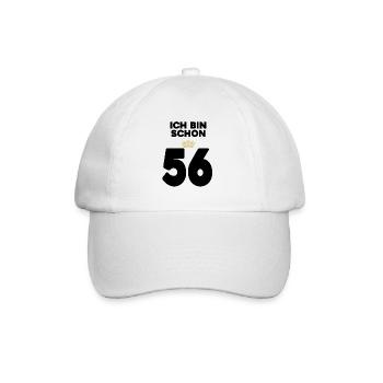 56. Geburtstag Geschenk - 56 Jahre mit Krone - Baseballkappe - Weiß/Weiß - Vorne