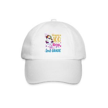 Süßes Einhorn Glückliche 100 Tage der 2. Klasse - Baseballkappe - Weiß/Weiß - Vorne