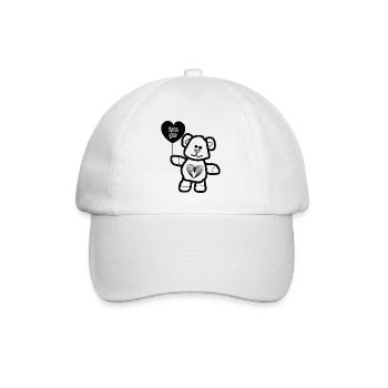 Valentine's Day Bear with Heart Couple Man Woman Love - Baseball Cap - white/white - Front