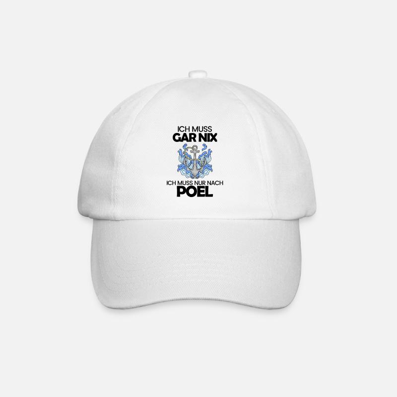 Poel Ostsee Urlaub Anker - Baseballkappe - Weiß/Weiß