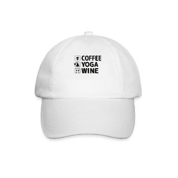 Coffee Yoga Wine - Baseball Cap - white/white - Front