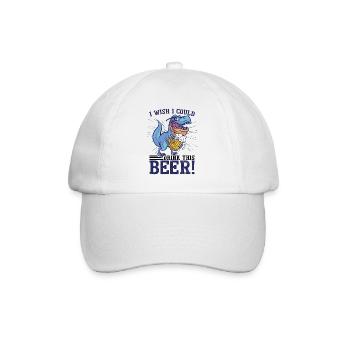 Ich wünschte, ich könnte Bier trinken - Baseballkappe - Weiß/Weiß - Vorne