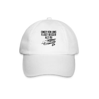 Doppeldecker Flugzeug Pilot Cooler Spruch Geschenk - Baseballkappe - Weiß/Weiß - Vorne