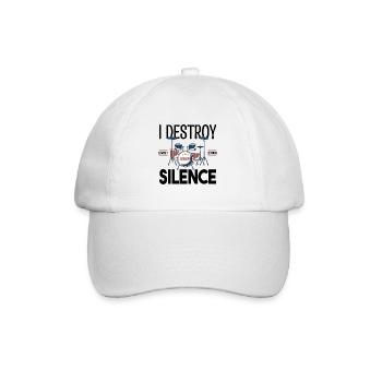 Ich zerstöre das Schweigen. Geschenkschlagzeuger, Geschenkmusiker - Baseballkappe - Weiß/Weiß - Vorne