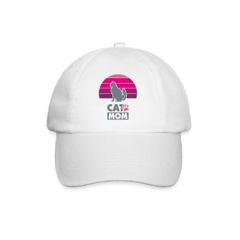 Cat mom - Baseball Cap - white/white - Front