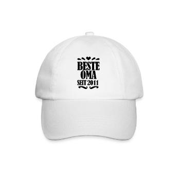 Beste Oma seit 2011 - Geschenk für die beste Oma - Baseballkappe - Weiß/Weiß - Vorne