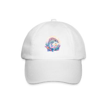 dolphin animal cute wild zoo sea ocean nature child - Baseball Cap - white/white - Front