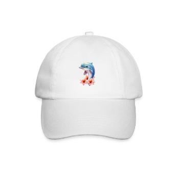 dolphin animal cute wild zoo sea ocean nature child - Baseball Cap - white/white - Front