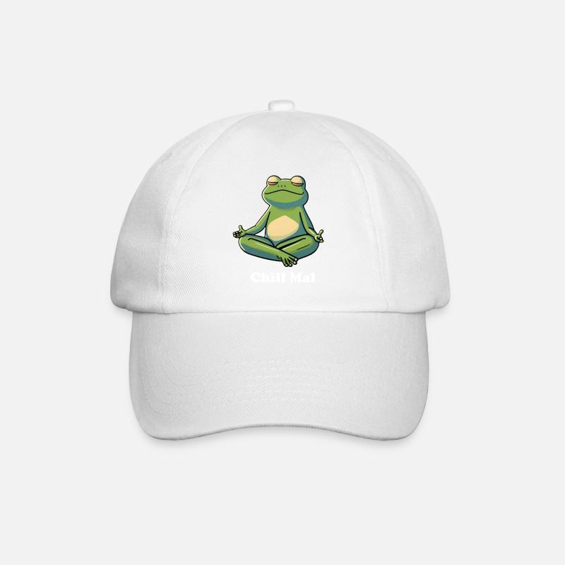 Chillender enspannter Frosch - Baseballkappe - Weiß/Weiß