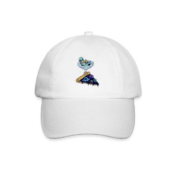 Alien eating pizza - Baseball Cap - white/white - Front