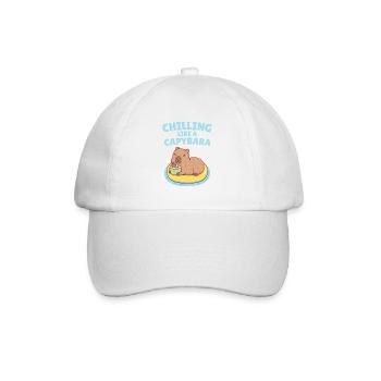 Capybara On Pool Float Chilling Like A Capybara - Baseball Cap - white/white - Front