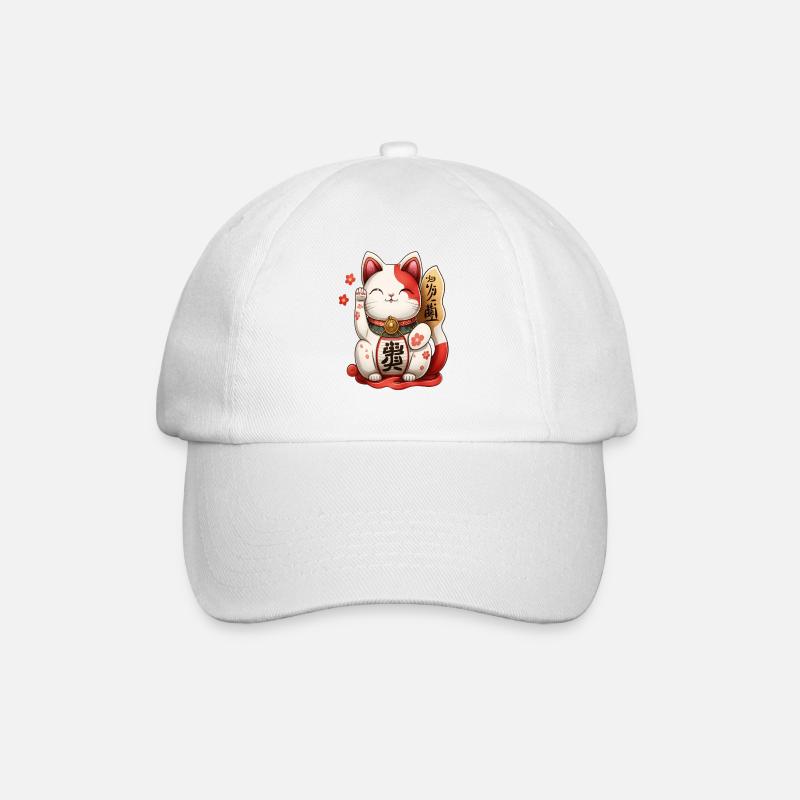 Maneki neko Glücksbringer Winkekatze Manekineko - Baseballkappe - Weiß/Weiß