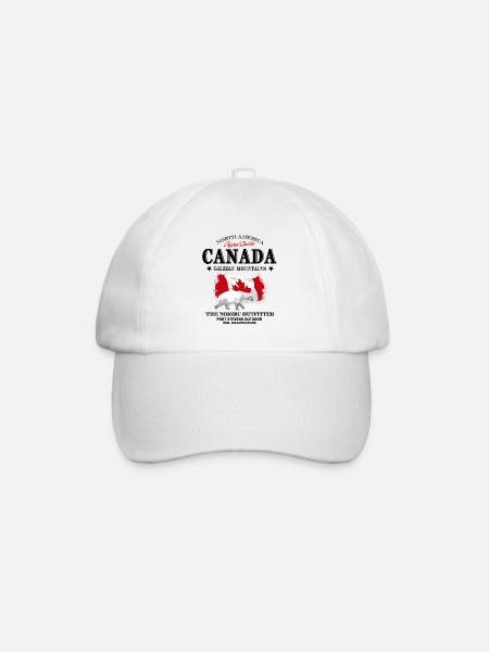 Kanada - Eisbär - Kanada Flagge - Baseballkappe - Weiß/Weiß