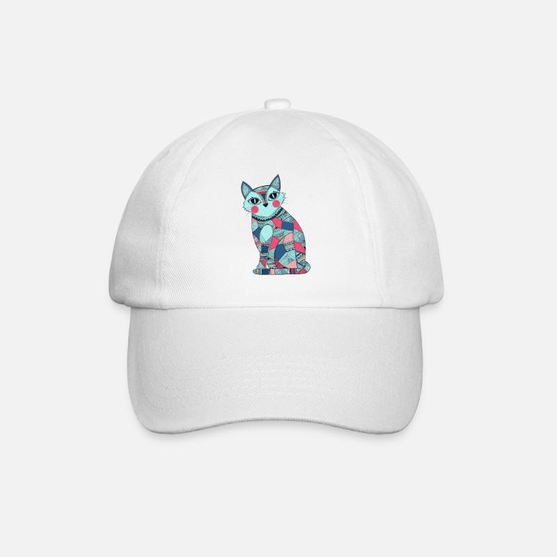 Patchwork Katze - Baseballkappe - Weiß/Weiß