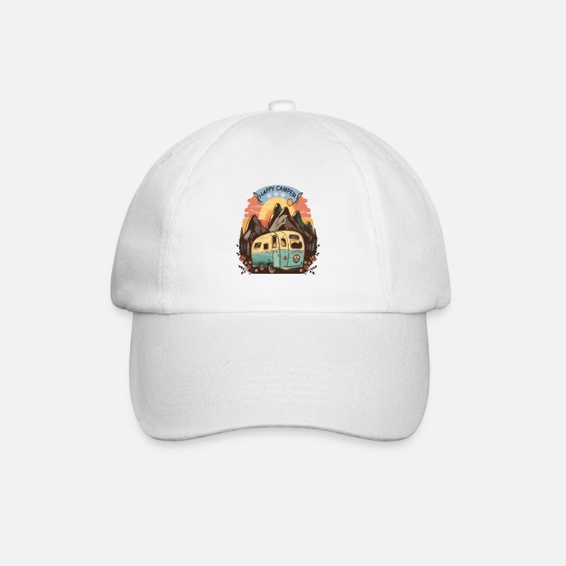 happy camper - Baseball Cap - white/white