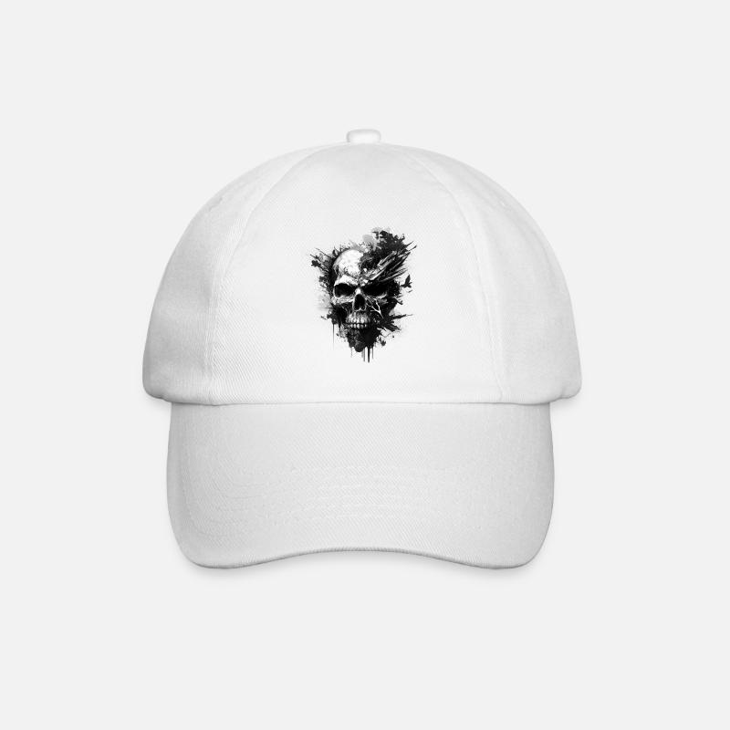 Black skull - Baseball Cap - white/white