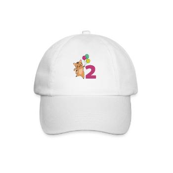 Katze zweiter Geburtstag Luftballons für Kinder - Baseballkappe - Weiß/Weiß - Vorne