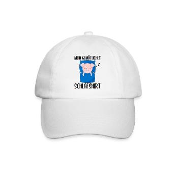 Mein Gemütliches Schlafshirt Schlafendes Schwein - Baseballkappe - Weiß/Weiß - Vorne
