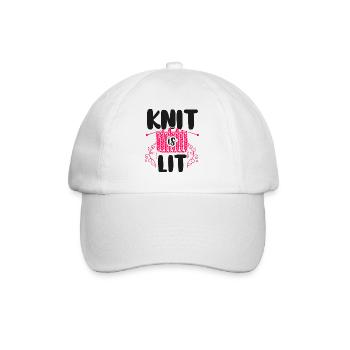 Knitting Knitter Pun Knit Is Lit - Baseballkappe - Weiß/Weiß - Vorne