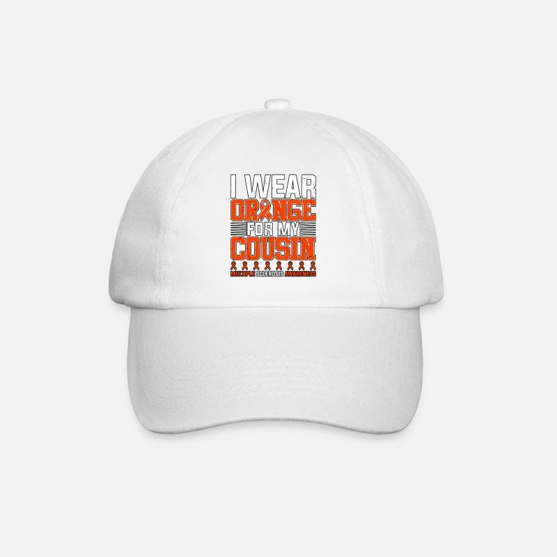 I Wear Orange For My Cousin Multiple Sclerosis - Baseball Cap - white/white