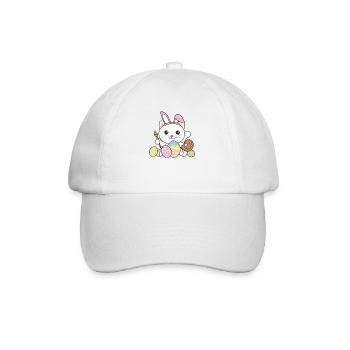 happy easter cute cat Easter with Easter eggs - Baseball Cap - white/white - Front
