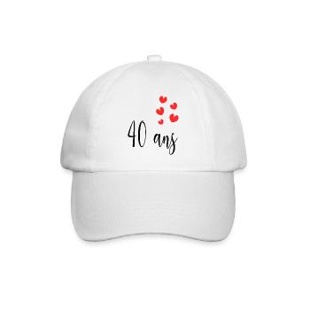40. 40 ANS. 40e ANNIVERSAIRE. ANNIVERSAIRE 40 ANS. - Casquette classique - blanc/blanc - Devant