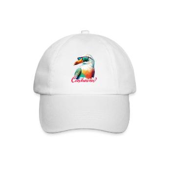 Cuxhaven Urlaub coole bunte Möwe mit Sonnenbrille - Baseballkappe - Weiß/Weiß - Vorne