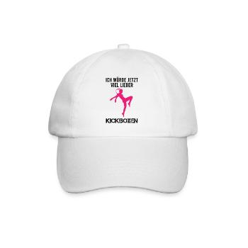 Kickboxen Kickboxerin Spruch Lustig Geschenk Damen - Baseballkappe - Weiß/Weiß - Vorne