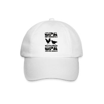 Opa Mit Hühner Wie Ein Normaler Opa Nur Cooler - Baseballkappe - Weiß/Weiß - Vorne