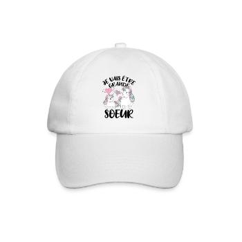 Future Grande Sœur Licornes Annonce Grossesse - Baseballkappe - Weiß/Weiß - Vorne