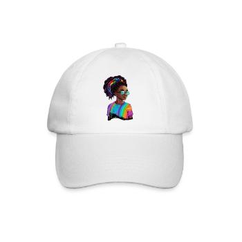 Colorful Dreadlocks and Rainbow T-Shirt - Baseball Cap - white/white - Front