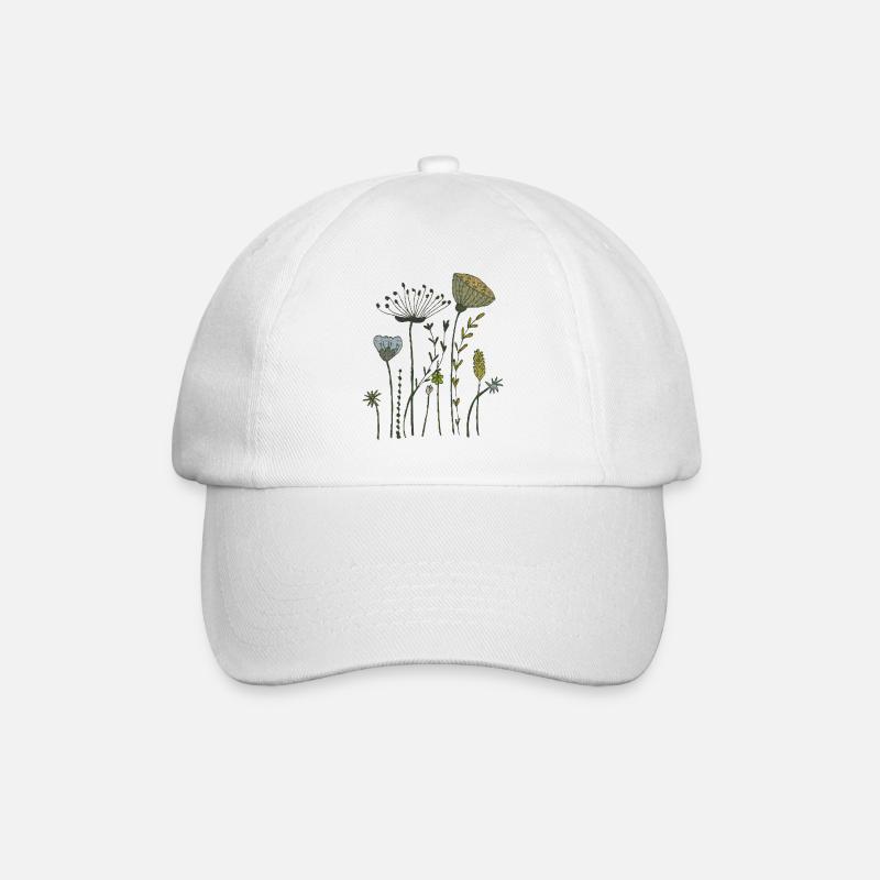 trockenblumen gewebe - Baseballkappe - Weiß/Weiß